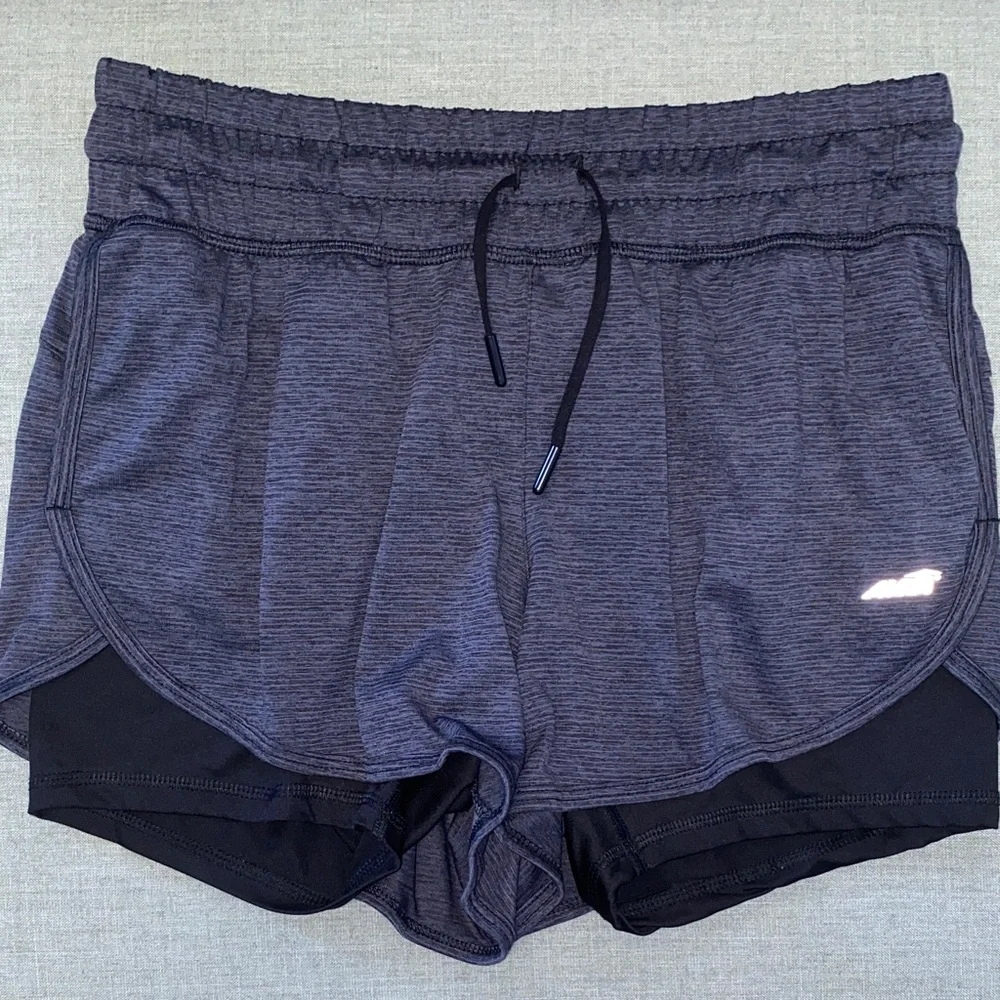 Avia Heather Charcoal Double-Layer Athletic Shorts - Picture 1 of 5